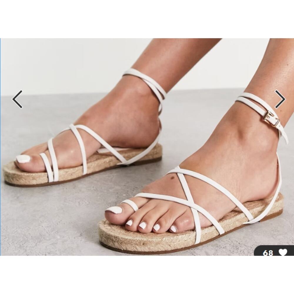 ASOS DESIGN Jamila Toe Loop Espadrille in White Size8